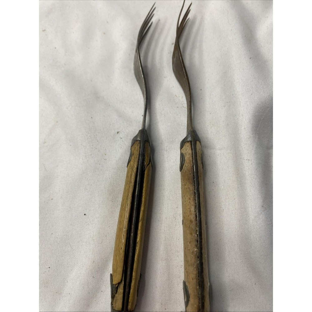 2 Antique Civil War Era 4 Tine Forks 1800s Primitive Flatware - Picture 7 of 7